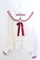 Amavel / セーラープルオーバーブラウス  シロ×アカ O-25-11-21-029-CA-BL-IG-OS