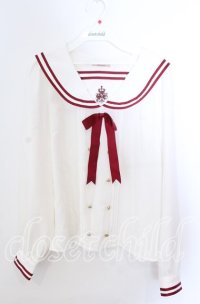 Amavel / セーラープルオーバーブラウス  シロ×アカ O-25-11-21-029-CA-BL-IG-OS