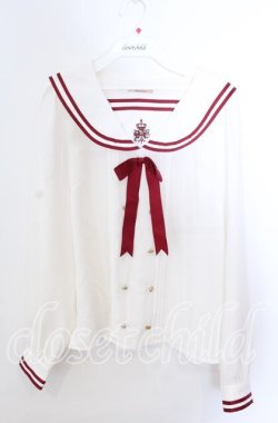 画像1: Amavel / セーラープルオーバーブラウス  シロ×アカ O-25-11-21-029-CA-BL-IG-OS