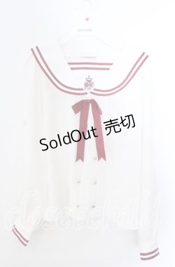 画像1: Amavel / セーラープルオーバーブラウス  シロ×アカ O-25-11-21-029-CA-BL-IG-OS