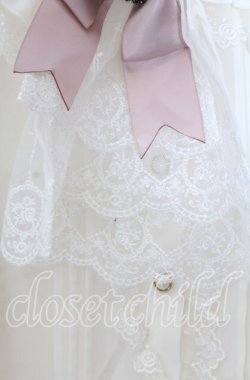 画像2: Amavel / Classique Dolly Ribbonレースジャボブラウス  オフ×ピンク O-25-11-21-031-CA-BL-IG-OS