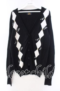 画像1: ALICE and the PIRATES / A/Pダイヤ柄カーディガン  ブラック O-25-11-22-031-PA-TO-IG-OS