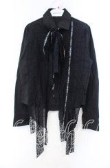 h.naoto Blood / オリジナルリボン異素材ブラウス  ブラック O-25-11-22-032-HN-BL-IG-OS