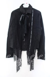 h.naoto Blood / オリジナルリボン異素材ブラウス  ブラック O-25-11-22-032-HN-BL-IG-OS