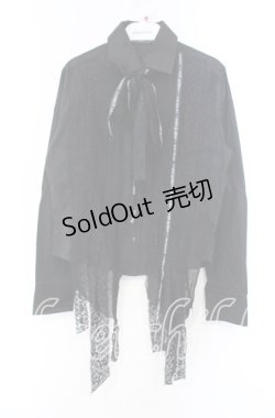 画像1: h.naoto Blood / オリジナルリボン異素材ブラウス  ブラック O-25-11-22-032-HN-BL-IG-OS