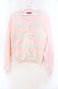 BABY,THE STARS SHINE BRIGHT / トランプボーダーカーディガン  ピンク×サックス O-25-11-22-035-BA-TO-IG-OS