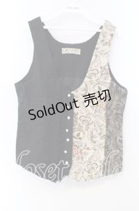 GRAMM / ゴブラン切替ベスト  ブラック×ベージュ O-25-11-22-036-HN-JA-IG-OS