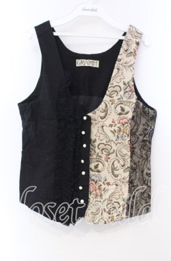 画像1: GRAMM / ゴブラン切替ベスト  ブラック×ベージュ O-25-11-22-036-HN-JA-IG-OS