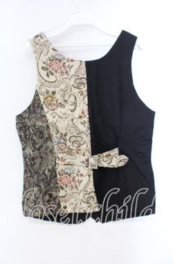 画像3: GRAMM / ゴブラン切替ベスト  ブラック×ベージュ O-25-11-22-036-HN-JA-IG-OS