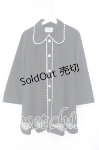 FRILL / リボンプリントコート  ブラック O-25-11-22-037-HN-CO-IG-OS