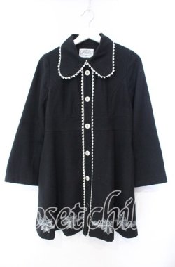 画像1: FRILL / リボンプリントコート  ブラック O-25-11-22-037-HN-CO-IG-OS