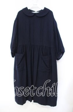 画像1: Jane Marple Dans Le Salon / ウール丸襟ワンピース Ｍ ネイビー O-25-11-22-040-JM-OP-IG-OS