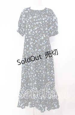 画像1: PINK HOUSE / ネモフィラプリントワンピース  クロ×ブルー O-25-11-22-043-LO-OP-IG-OS