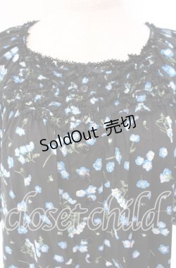 画像2: PINK HOUSE / ネモフィラプリントワンピース  クロ×ブルー O-25-11-22-043-LO-OP-IG-OS