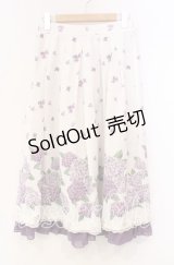 axes femme / 紫陽花パネル柄スカート  シロ O-25-11-22-045-AX-SK-IG-ZT1202W