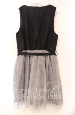 画像3: axes femme / チュール重ねノースリワンピース M クロ O-25-11-22-058-AX-OP-OW-OS