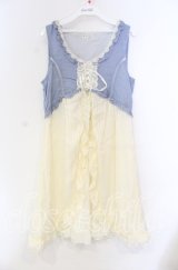 axes femme / ストライプシフォンベビードールワンピース M サックス×キナリ O-25-11-22-060-AX-OP-OW-ZT1212G