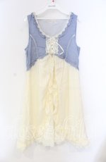 画像1: 【SALE】axes femme / ストライプシフォンベビードールワンピース M サックス×キナリ O-25-11-22-060-AX-OP-OW-ZT518 (1)