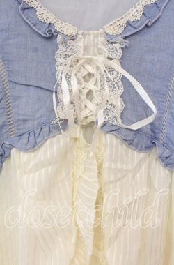 画像2: axes femme / ストライプシフォンベビードールワンピース M サックス×キナリ O-25-11-22-060-AX-OP-OW-OS