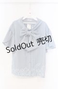 【SALE】axes femme / 夏の星空刺繍ボウタイブラウス M サックス O-25-11-22-062-AX-BL-OW-ZT272