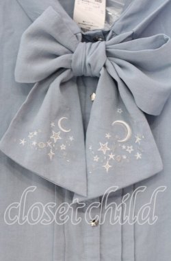 画像2: axes femme / 夏の星空刺繍ボウタイブラウス M サックス O-25-11-22-062-AX-BL-OW-OS