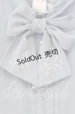画像2: 【SALE】axes femme / 夏の星空刺繍ボウタイブラウス M サックス O-25-11-22-062-AX-BL-OW-ZT272