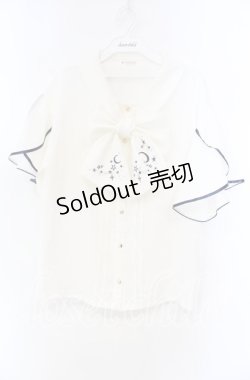 画像1: 【SALE】axes femme / 夏の星空刺繍ボウタイブラウス M キナリ O-25-11-22-063-AX-BL-OW-ZT518