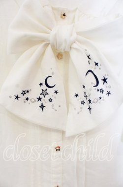 画像2: axes femme / 夏の星空刺繍ボウタイブラウス M キナリ O-25-11-22-063-AX-BL-OW-OS