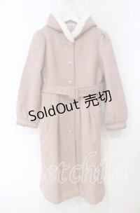 axes femme / 額縁風刺繍フード付きコート M ピンク O-25-11-22-067-AX-CO-OW-C048