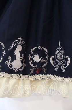 画像2: axes femme / クラシックローズ刺繍スカート M ネイビー O-25-11-22-070-AX-SK-OW-OS