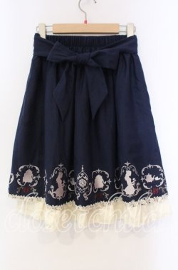 画像3: axes femme / クラシックローズ刺繍スカート M ネイビー O-25-11-22-070-AX-SK-OW-OS