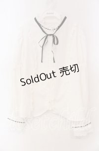 Eri Aino's Collection / シャーロットの水曜日ブラウス 4Ｌ シロ×クロ O-25-11-22-073-LO-BL-IG-OS