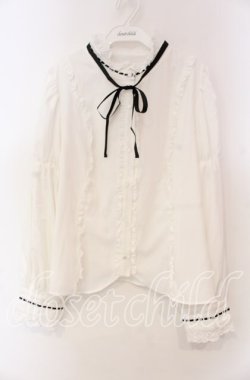 画像1: Eri Aino's Collection / シャーロットの水曜日ブラウス 4Ｌ シロ×クロ O-25-11-22-073-LO-BL-IG-OS