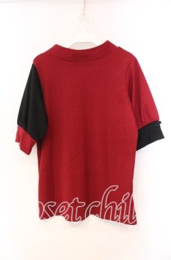 画像2: axes femme / チャイナ釦バイカラープルオーバー  アカ×クロ O-25-11-22-076-AX-TO-IG-OS