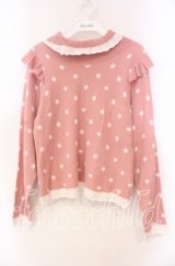 axes femme kawaii / ハートドットニットプル  ピンク O-25-11-22-079-AX-TO-IG-OS