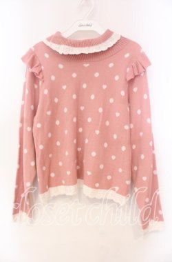 画像1: axes femme kawaii / ハートドットニットプル  ピンク O-25-11-22-079-AX-TO-IG-OS