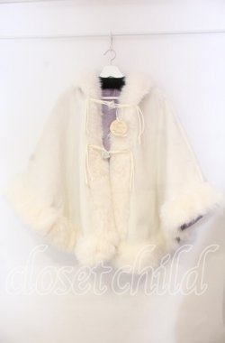 画像1: HANAKO / 猫耳ポンチョコート  オフ白 O-25-11-22-086-LO-CO-OW-OS