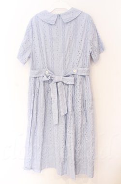 画像3: Jane Marple / Vintage stripe lace frill-trim dress ドレス Ｍ サックス O-25-11-24-027-JM-OP-IG-OS