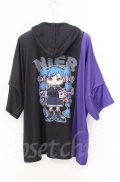 NieR Clothing / BACK PRINT　袖2WAY半袖パーカー  ブラックｘパープル O-25-11-24-033-PU-TO-YM-OS
