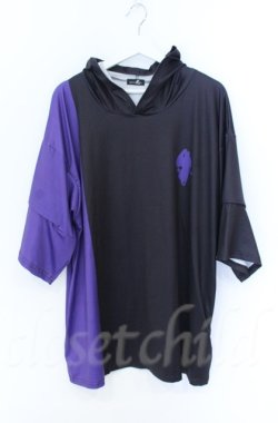 画像2: NieR Clothing / BACK PRINT　袖2WAY半袖パーカー  ブラックｘパープル O-25-11-24-033-PU-TO-YM-OS