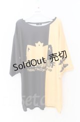 NieR Clothing / ミケプリントバイカラーBIG Tシャツ  イエローｘブラック O-25-11-24-035-PU-TS-YM-ZT478