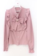 Ank Rouge / カメオ付きリボンブローチ長袖ブラウス M ピンク O-25-11-24-041-CA-BL-YM-OS