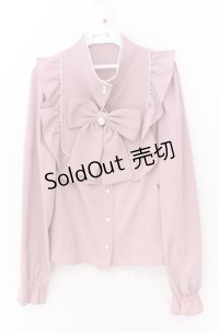Ank Rouge / カメオ付きリボンブローチ長袖ブラウス M ピンク O-25-11-24-041-CA-BL-YM-OS