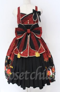 画像1: metamorphose / 風花のゆきうさぎプリーツジャンパースカート  えんじ×クロ O-25-11-24-004-ME-OP-IG-OS