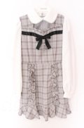 Ank Rouge / チェックリボンワンピース M グレーｘホワイト O-25-11-24-043-CA-OP-YM-OS