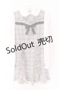 Ank Rouge / チェックリボンワンピース M グレーｘホワイト O-25-11-24-043-CA-OP-YM-OS