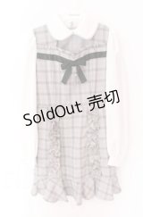 Ank Rouge / チェックリボンワンピース M グレーｘホワイト O-25-11-24-043-CA-OP-YM-OS