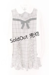 Ank Rouge / チェックリボンワンピース M グレーｘホワイト O-25-11-24-043-CA-OP-YM-OS