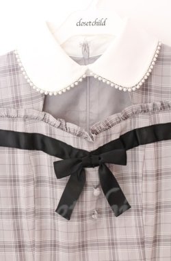 画像2: Ank Rouge / チェックリボンワンピース M グレーｘホワイト O-25-11-24-043-CA-OP-YM-OS