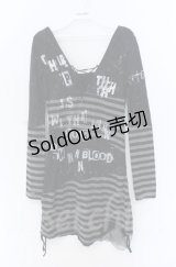 h.ANARCHY / 666pt柄切り替えカットソー  ブラック O-25-11-24-044-HN-TO-OW-OS